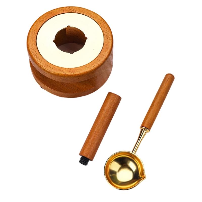 3 Pcs Wax Stamp Seal Kits Wax Seal Warmer with Melting Spoon Melt Stove Pot Furnace Tool for Letter Envelope Stamp