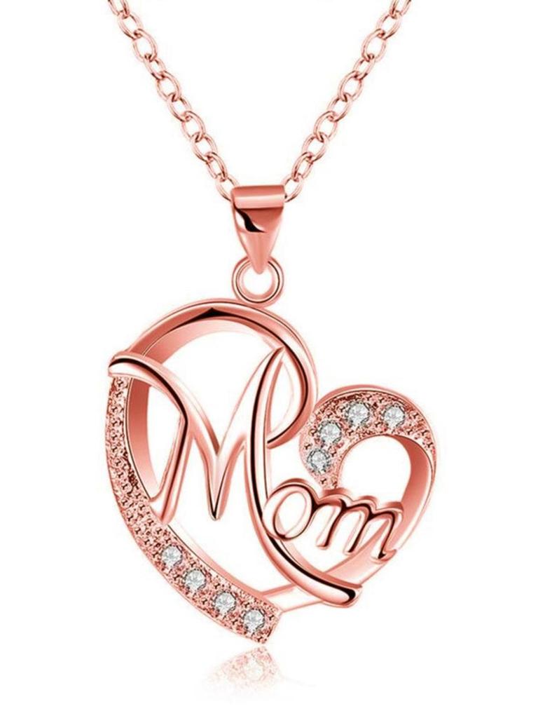 High-End Heart-Shaped Mom Necklace with Rhinestone Pendant - Perfect Mother's Day Jewelry