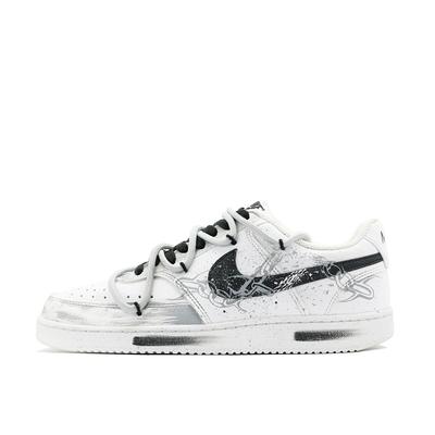Court Vision 1 Leather Slip Resistant Low Top Skateboard Shoes Men's Black Gray White DH2987-110(Team309-QD)