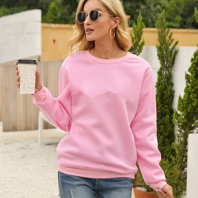 2023 Women's Loose Round Neck Hoodie - Autumn/Winter Style with Plus Velvet Thickness