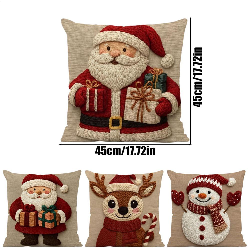 

Christmas Pillow Covers 4 Pieces Linen Holiday Decor Soft Christmas Throw Pillow Covers 18x18 for Couch Chair Bedroom Living красный