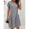Vestidos casuales de cintura suelta con cuello redondo y manga corta para verano y primavera para mujer