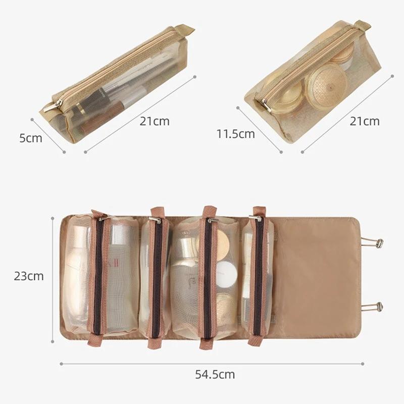 4in1 Detachable Makeup Bag Organizer Organizer Storage Bag Separation Travel Storage Organizers Folding Portable Wash Bag