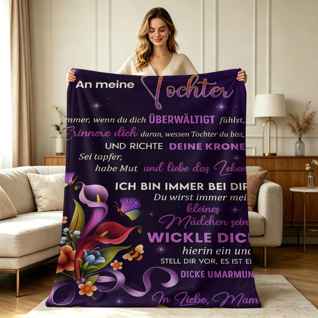 All Season Soft Flannel Blanket with Floral Butterfly Warm Loving Quote Print for Couch Chair Bedroom Office Home Decorative Throw Blanket