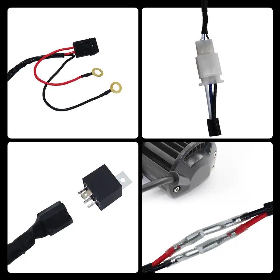 12v 40a High Power Car Light Wiring Harness 1-to-2 Pure Copper Cable Set With Switch For Led Spotlights