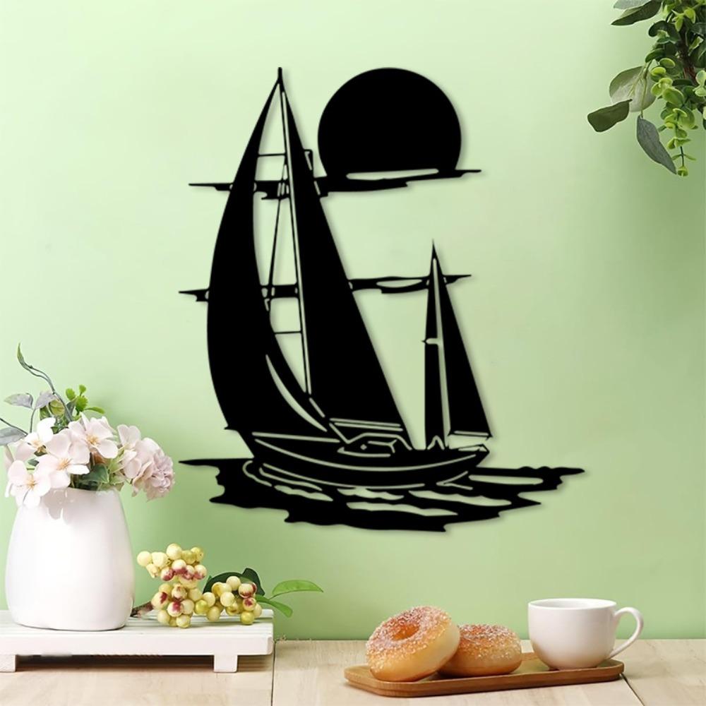 Vintage Sailing Metal Wall Art Rust Resistant Iron Nautical Decor Two Sailboats Sunset Design for Beach House Living Room Christmas Gift for Sailors
