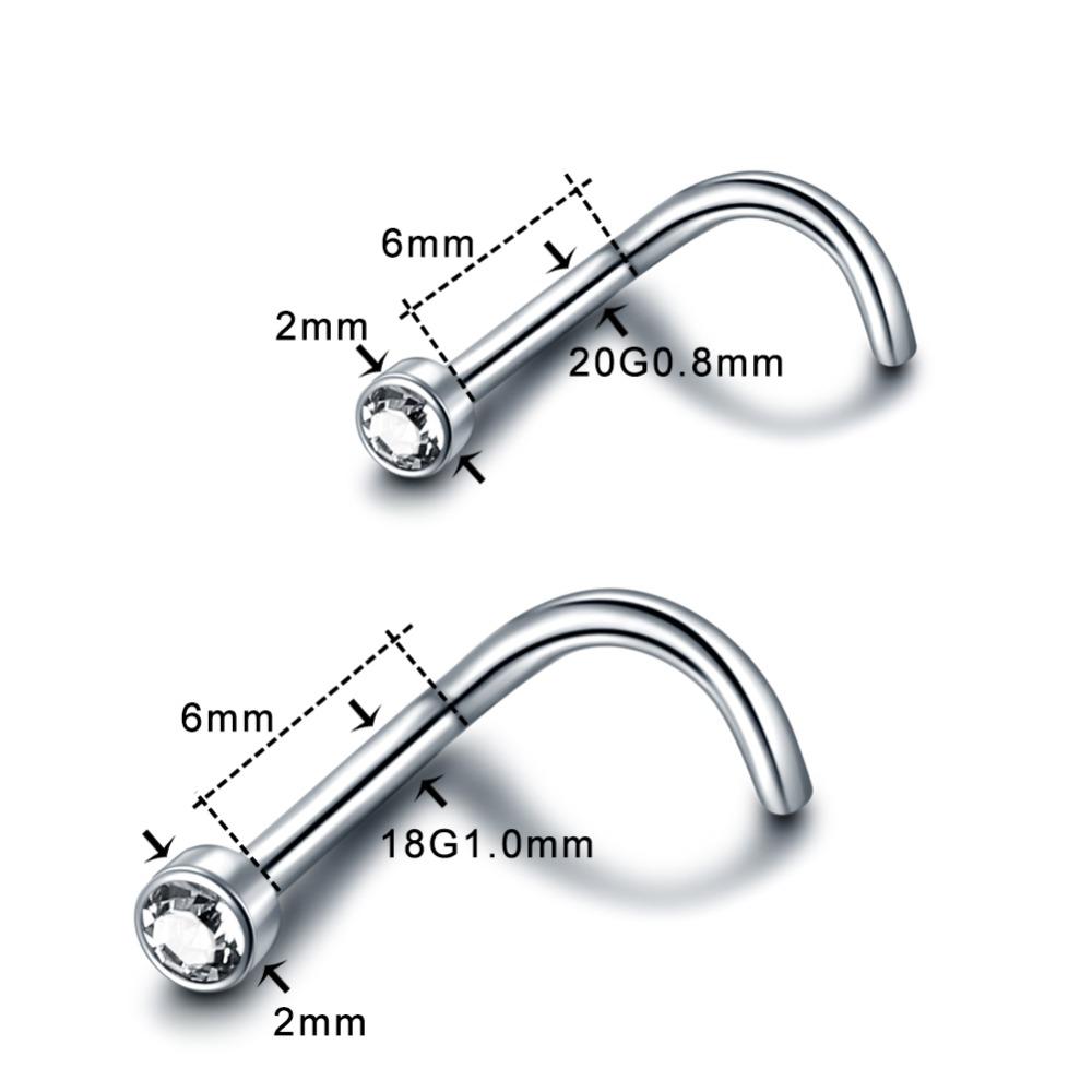 1 Stück G23 Titan Kristall Nasenschraube Stecker Ring Zirkon Ohr Helix Piercing Mischfarbe Nasenring Krappen CZ Nasenschmuck