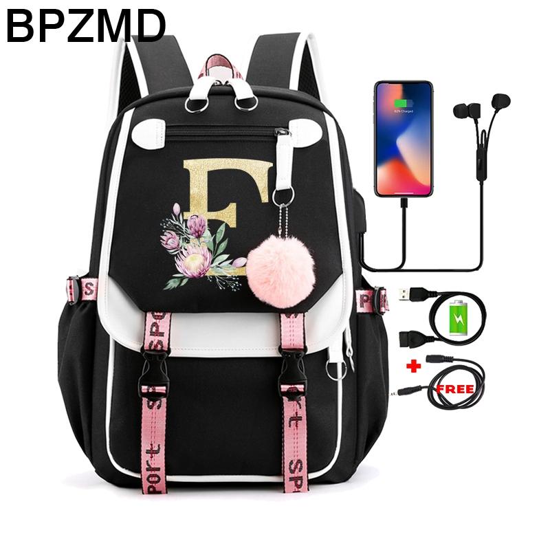 

Холст черный школьный рюкзак с 26 английскими буквами, детский рюкзак для косплея, детская дорожная сумка, рюкзак для школьных книг