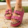 Large size platform slippers women's summer 2025 new belt buckle rivets fashion explosion sandals women