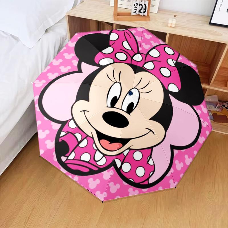 1PC Minn Mouse Printed Umbrella Folding umbrella, automatic umbrella 8-Frame for Travel, camping Fan gifts Christmas Gifts