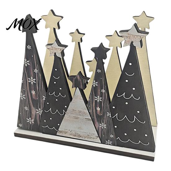 Kitchen Table Decoration Wooden Christmas Tree Napkin Holder, Freestanding Tissue Dispenser with Star And Snowflake Decor, Party Supplies Decorative