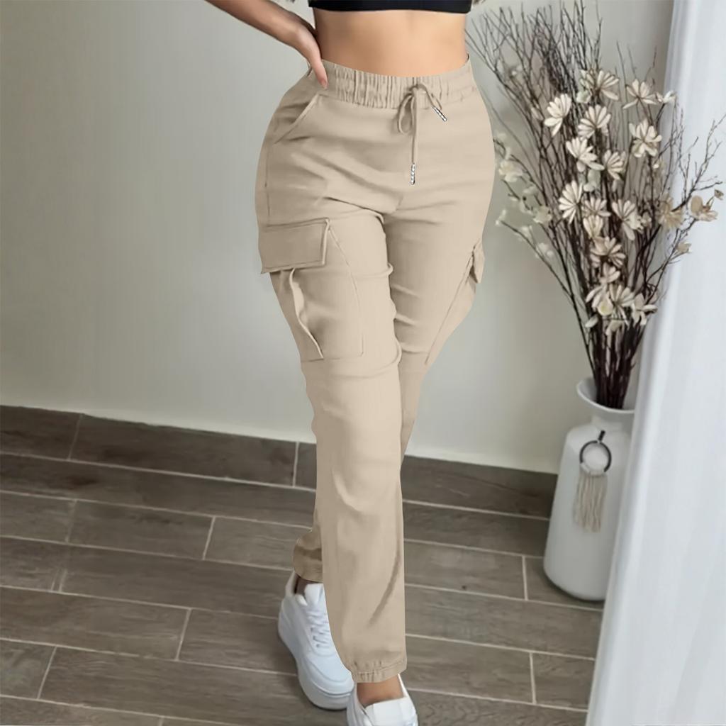 Women's Fashion Solid Color Drawstring Workwear Mountaineering Pants