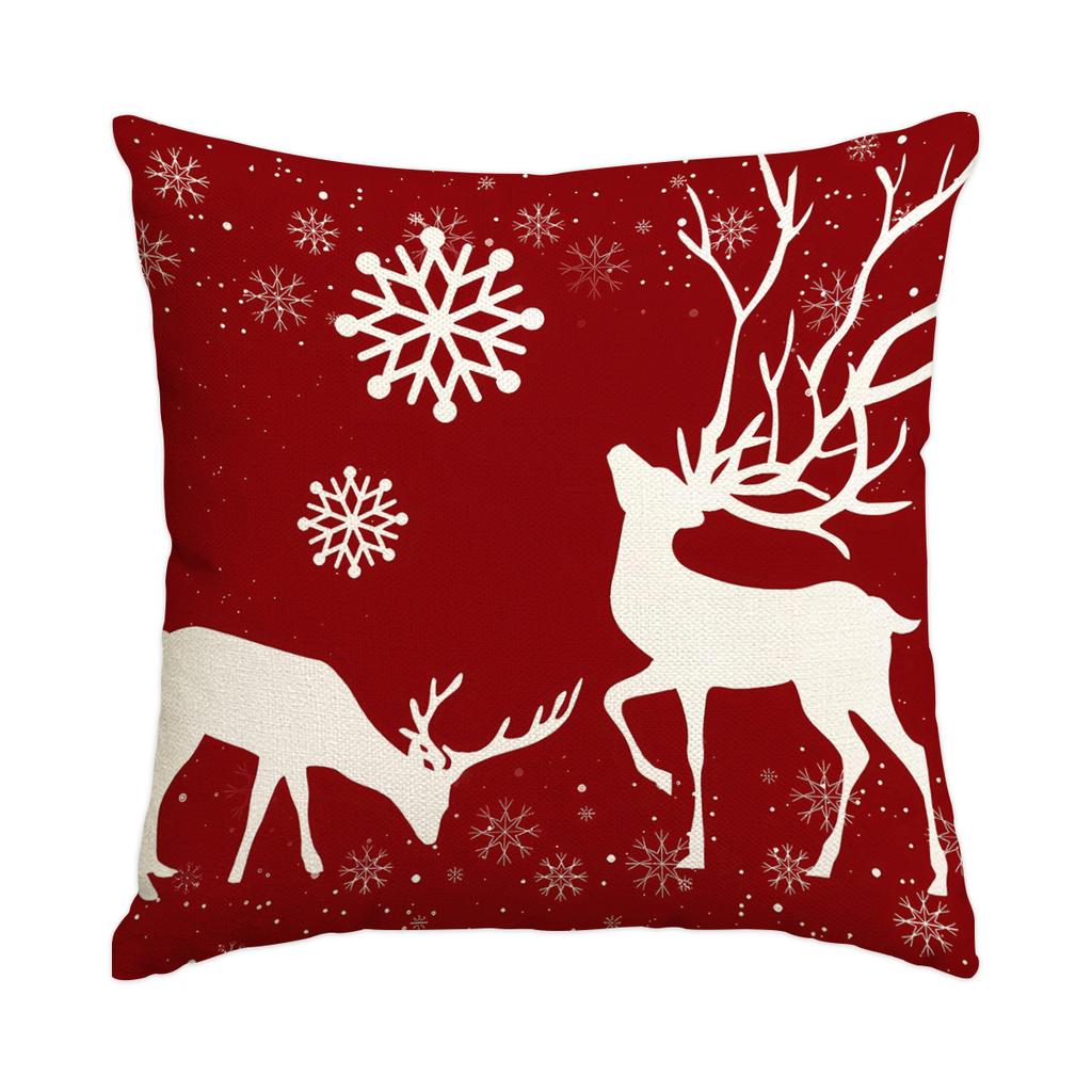 1/4pcs Christmas Pillow Cover, Elderly, Snowflake, Tree Printed Cushion Cover, Christmas Decoration (without Pillow Core)
