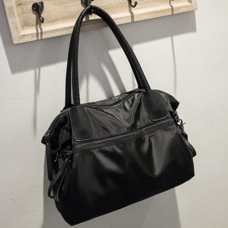 Unisex large-capacity solid color handbag, simple Oxford cloth soft-sided tote bag, new shoulder bag bag.