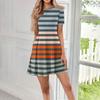 Women's Casual Fashion Round Neck Short Sleeve Print Short Dress