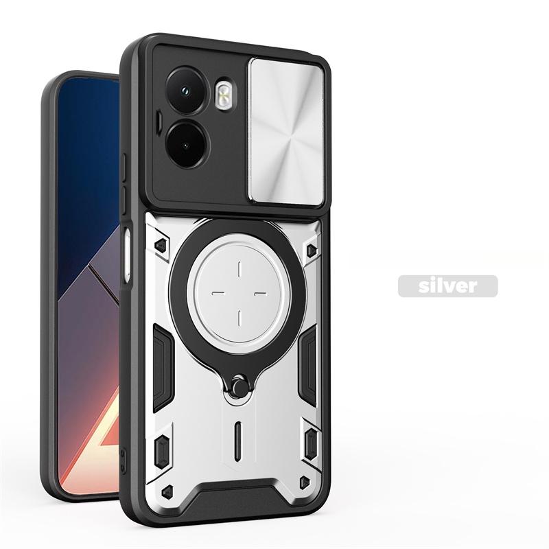 Чехол Для For Xiaomi Poco M7 4G Чехол Бронированный Слайдер Защитное Кольцо для Камеры Держатель Задняя Крышка Для Poko Little M7 M 7 PocoM7 4G POCO M7 4G gray