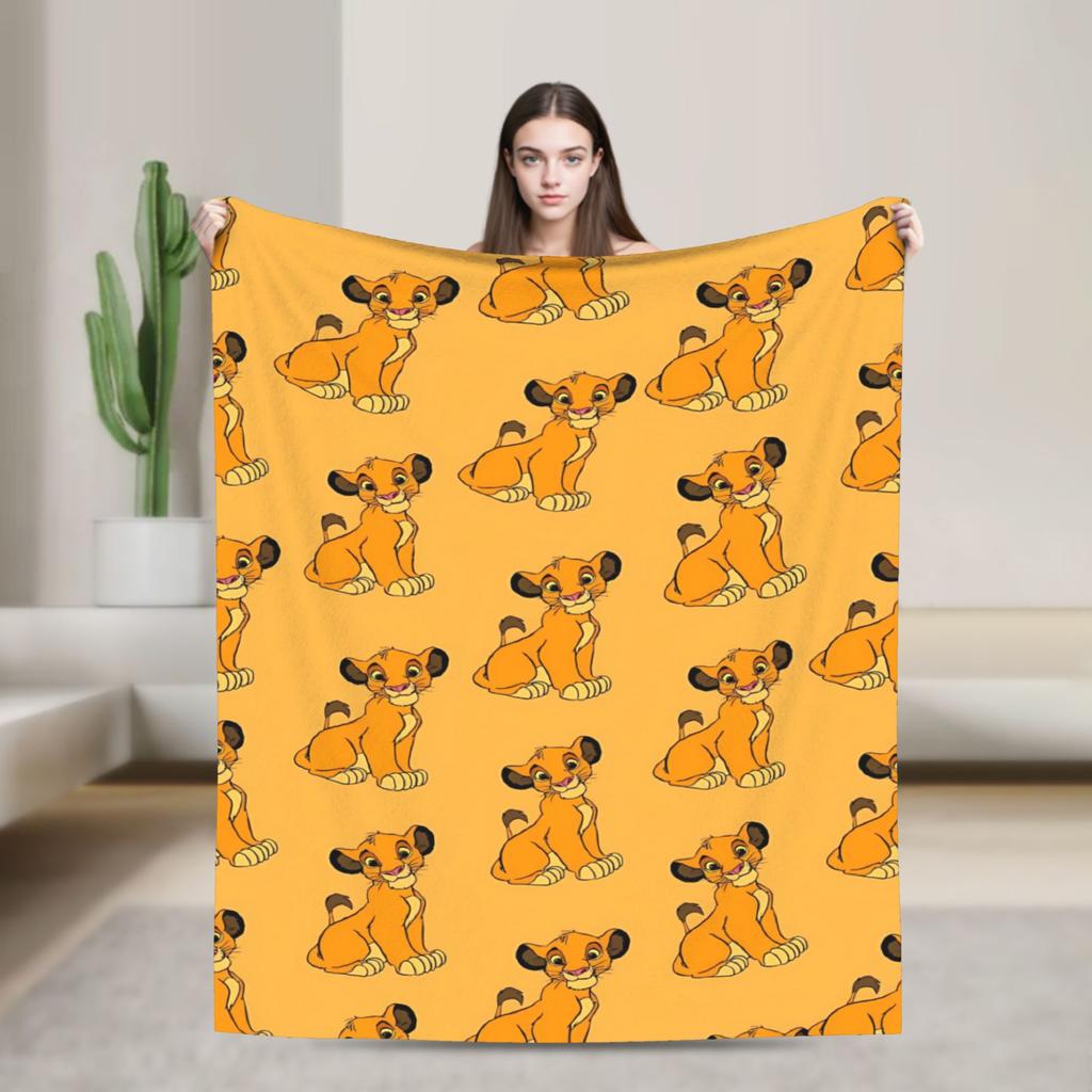 Warm BlanketGirls Boys Decorative Simba Lion King Throw Blanket  Flannel Bedspread Chair Sofa Bed Street Trend Sofa Bed Cover