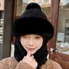 Neck Warmer Plush Ball Hat Ear Protection Women Knitted Beanie Crochet Hat Scarf Set  Cycling