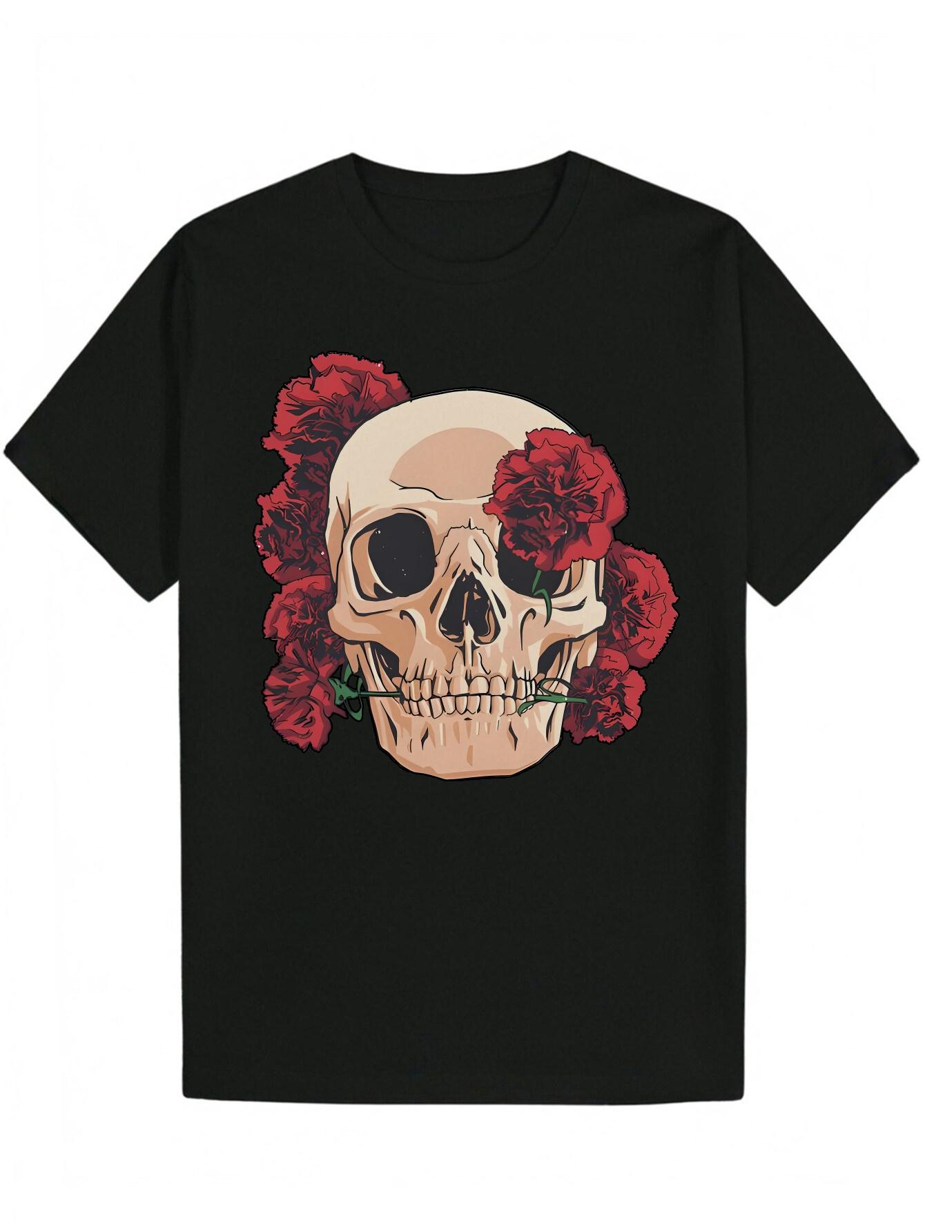Short Sleeve T-shirt - Black Round Neck Polyester Tee with Letter Graphic XXXL