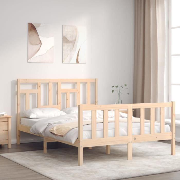 VidaXL Bed Frame with Headboard 140x190 Cm Solid Wood 3193121