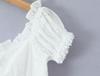 White One-Shoulder Lace Patchwork Slim Summer Dress with Cinched Waist and Short Sleeves