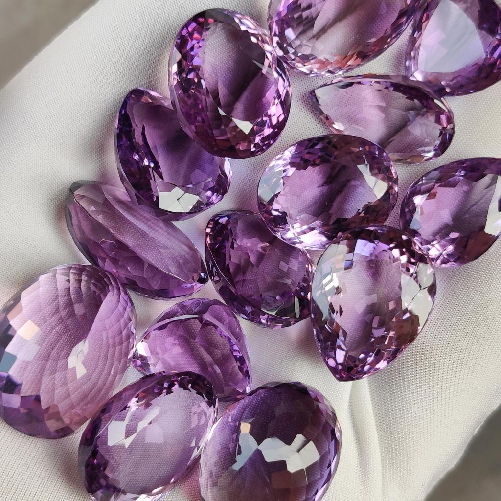 Natural Loose Amethyst Cut Stone Lot, Amethyst Faceted Gemstone Lot, 10 To 20 Carat Average Size Amethyst Mix Shape Lot.