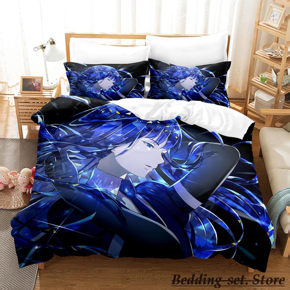 2023 Houseki No Kuni Bedding Set Cartoon Anime three-piece Set Adult Kid Bedroom Duvetcover Sets 3D Kawaii Girls Duvet Cover