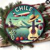 Vintage Chilean Travel Poster Round 8x8 Inch Metal Wall Art Durable Aluminum Sign Gift for Home Office Bar Cafe Indoor Outdoor Decor
