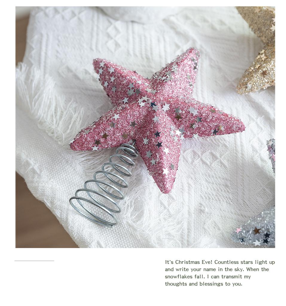New Christmas tree top star decoration Sticky pink diamond scene foam pentagram Christmas tree top decoration