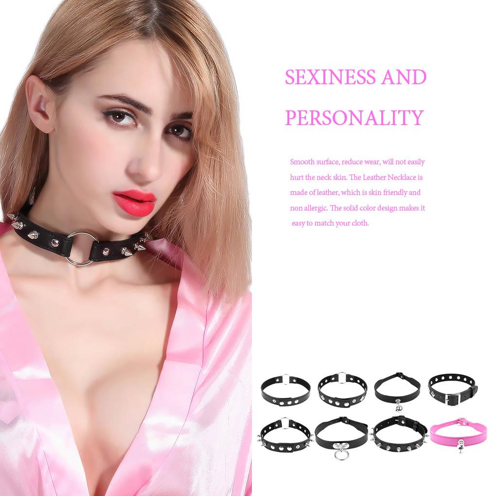 Leather Collar Fashion Foreplay Women PU Leather Necklace Adjustable Choker Adults Toy