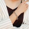 Damen Handarmbänder Edelstahl Runde Rolo-Kette Armband Stahlfarbe Mode Hip Hop Armband Schmuck