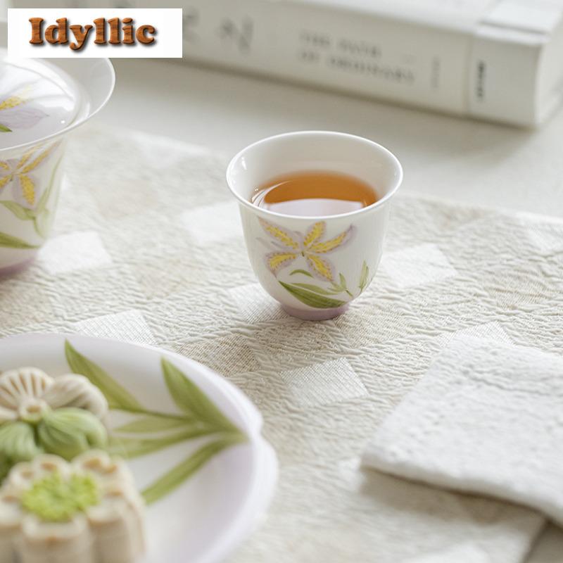 2pc/lot Hand-painted Purple Smoke Iris Jade Mud Teacup Boutique Tea Bowl Mug Tea-tasting Smelling Cup Jianzhan Master Cups 55ml