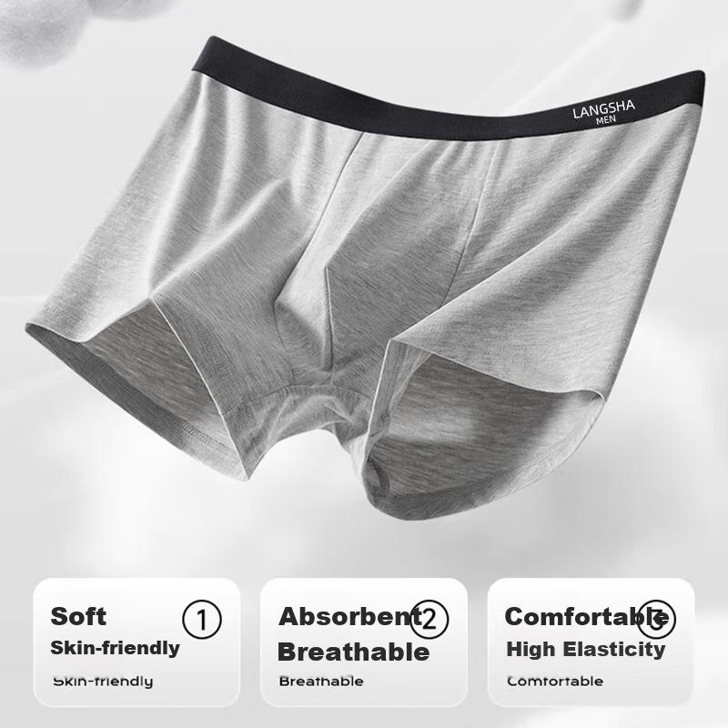 LANGSHA Men's Underwear, 80S Pure Cotton Silk Antibacterial Crotch, Plus Size, 200 Jin Loose Fit, Boxer Briefs