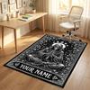 Ethereal Skull Theme Soft Crystal Velvet Rug Custom Name & Text Print Non Slip Floor Rug for Bedroom Living Room