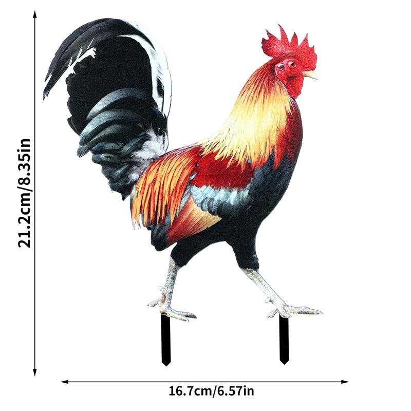 1PCS Rooster Yard Decor Weatherproof Chicken Fence Sculpture Garden Decorations Acrylic for Garden Patio Backyard Decoration