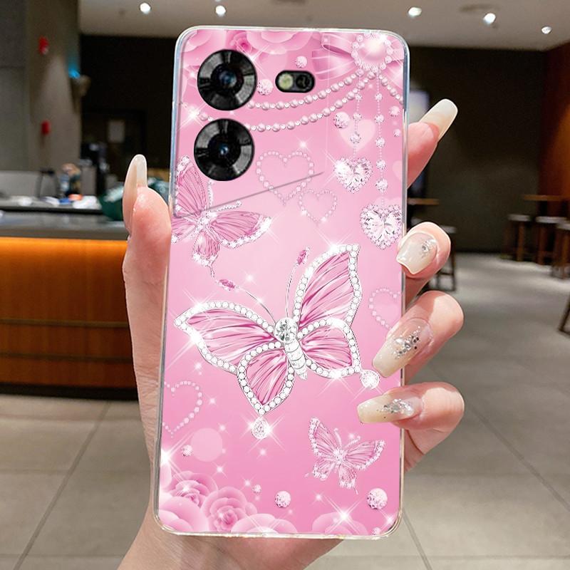For Techno Pova 5 LH7n 5Pro LH8n Phone Case Tecno Pova 5 Pro Case Clear Luxury Fashion Butterfly Flowers Soft TPU Silicone Cover