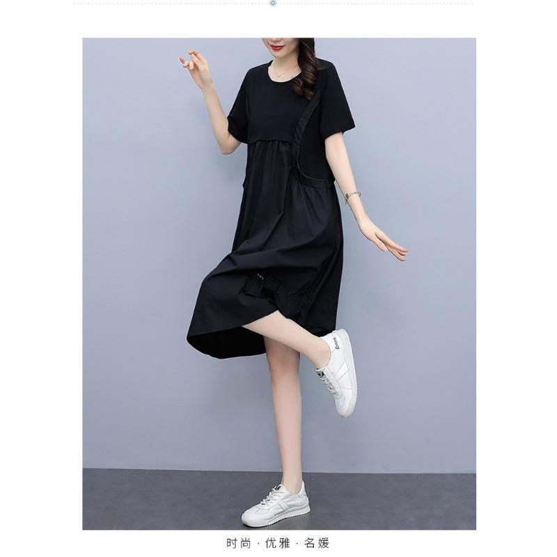 Women's Fashion Summer Spring Short Sleeve O-Neck High Waist Casual Dresses