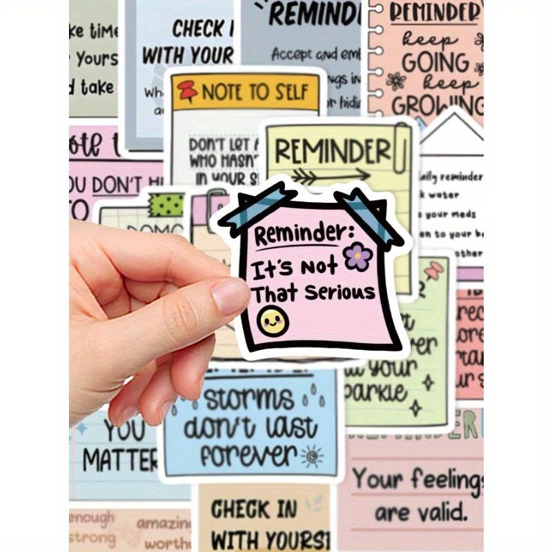 50pcs English Text Reminder Stickers Waterproof For Phone Case, Luggage, Laptop Decor Back To School