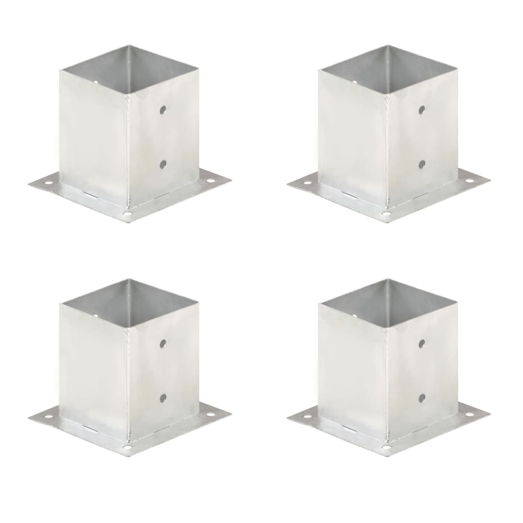 Post Anchor Set 4 Pcs Galvanized Metal 121 Mm