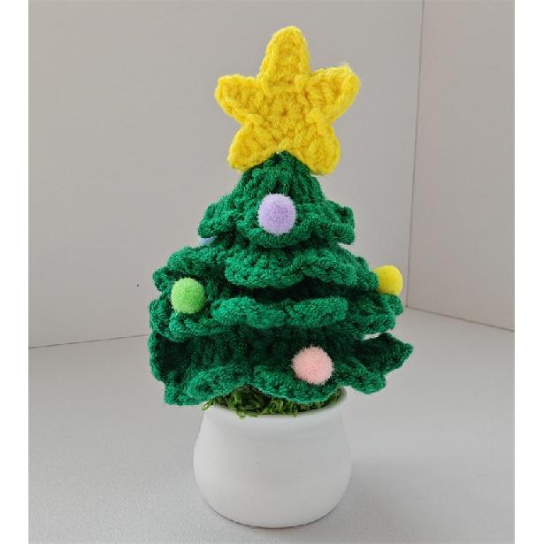 Handmade Crocheted Christmas Tree Wool Pot Shopping Mall Night Market Desktop Decoration