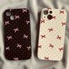 Ins Korean Cute Bow Polka Dot Phone Case For iPhone 17 16 15 14 13 12 11 Pro Max Mini X XS 7 Plus 17E Shockproof Silicone Cover