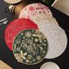 Holiday Dining Table Decor Round Christmas Placemat 15 Inch Waterproof Place Mat Heat Theme Resistant PVC Mat for Party Festive Setting Accessories