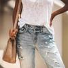 Autumn and Winter Street Trendy Ripped Denim Trousers for Women, Slimming and Slimming