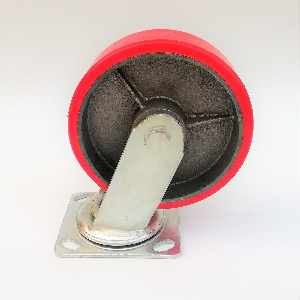 Heavy Duty Polyurethane Iron Core Swivel Caster Wheel - Impact Resistant Flatbed Trolley Wheel