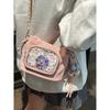 JIAERDI Drawstring Ripple Ita Bag Women Basic Anime Transparent Shoulder Bag Ladies Daily Casual Compact Bucket Crossbody Purse
