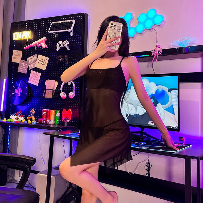 Sex Unterwäsche Strapsgürtel Reine Begierde Versuchung Pyjama Rückenfrei Perspektive Pyjama Dünn Heiß Frei Leidenschaft Anzug