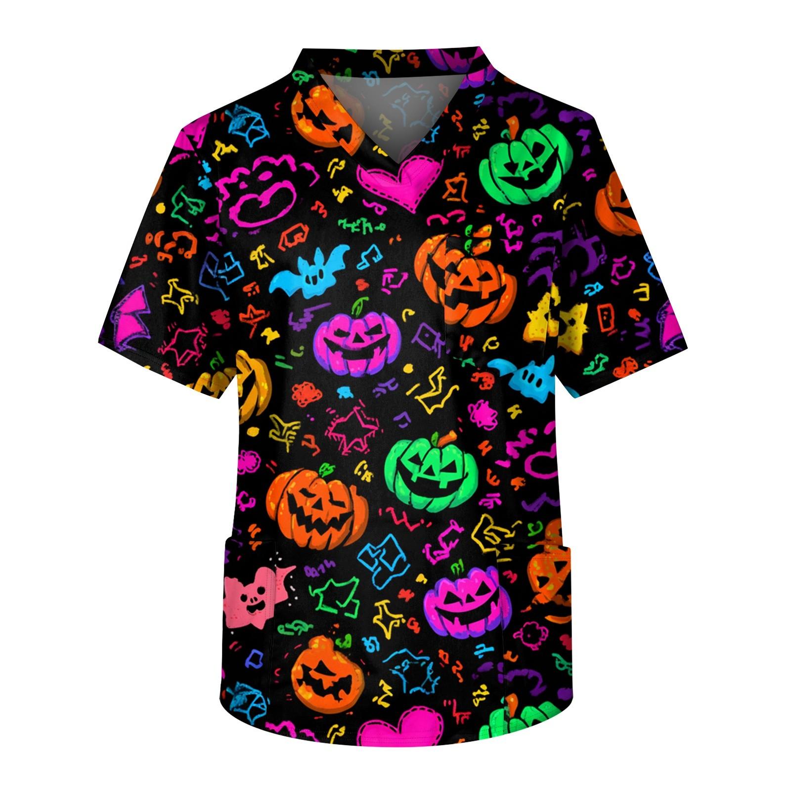 

Мужской топ с короткими рукавами и v-образным вырезом на Хэллоуин с принтом на груди и карманом для ухода за кожей S чёрный