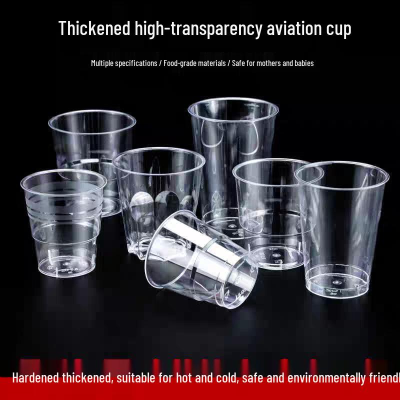 Disposable Transparent Food-Grade Plastic Cups, Thickened for Household & Reception Use