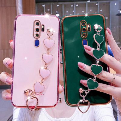 For OPPO A76 Case Luxury Heart Bracelet Case For OPPO A5 A9 A15 A15S A52 A53 A54 A72 A73 A74 A94 F11 F17 F19 Pro Realme C15 C21