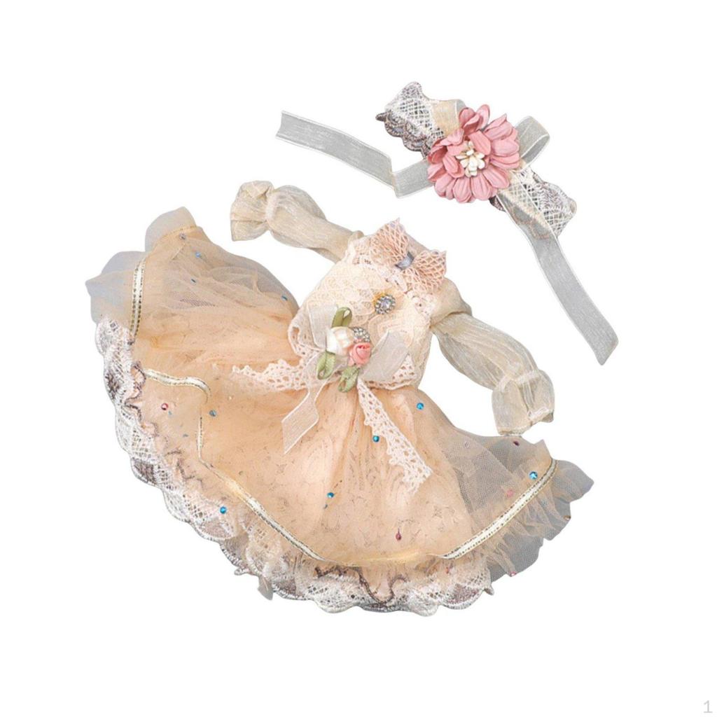 BJD Doll Dress Layered Skirt 1/6 Ruffle Details Miniature Apparel for Display, Photo